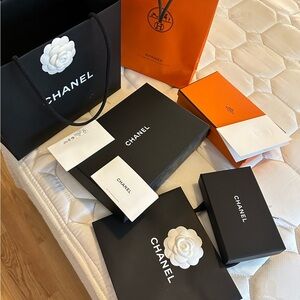 Chanel /Hermes Paper bag and boxes Authentic